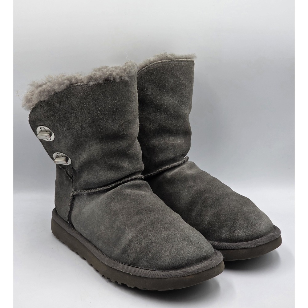 UGG Classic Short Turnlock Boots 1094933 Charcoal Gray Suede Women's 8
